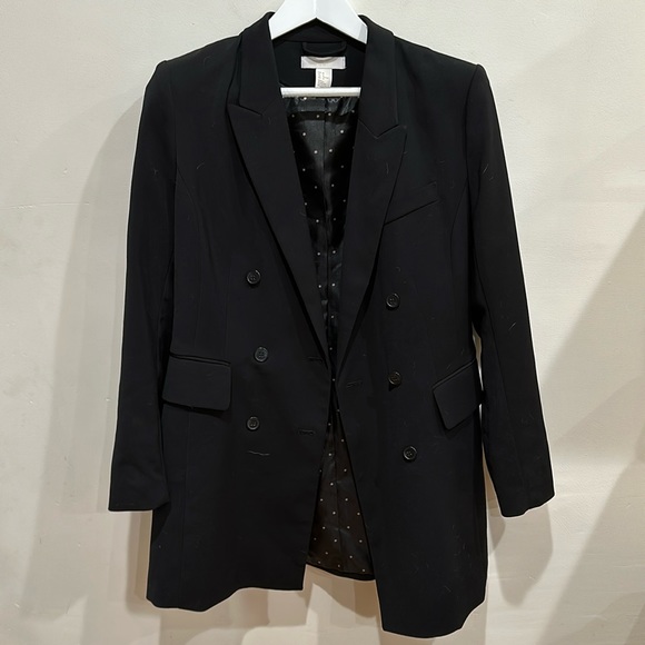 H&M Dresses & Skirts - Women’s H&M Double Breasted Long Length Blazer Dress Size 12 Black